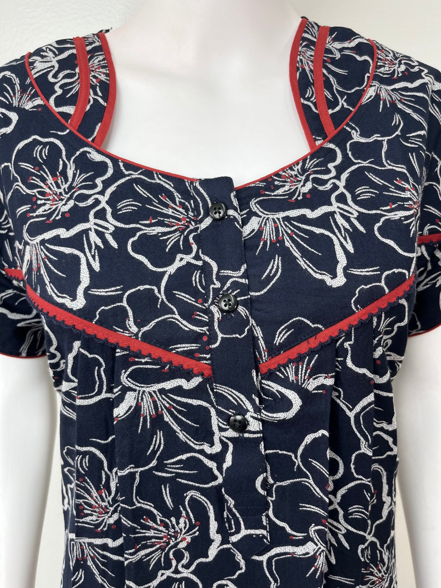 Navy Blue Digital Print Alpine Nightgown Elegant & Long-Lasting