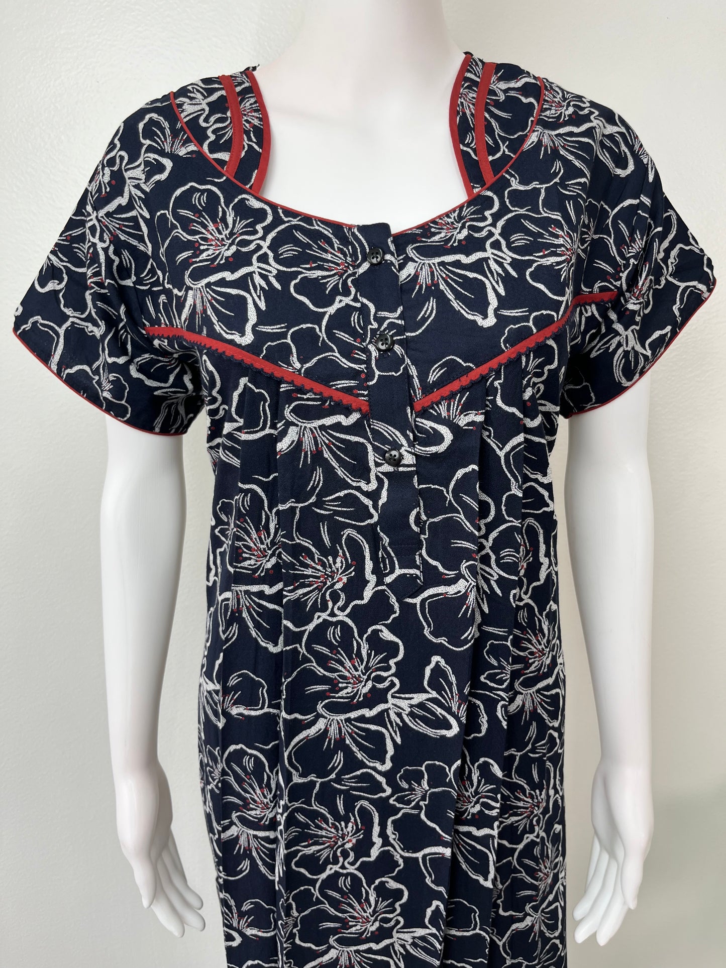 Navy Blue Digital Print Alpine Nightgown Elegant & Long-Lasting