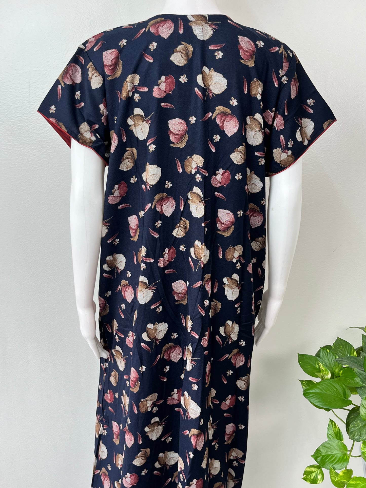Navy Blue Floral Printed Alpine Fabric Nighty Soft & Breathable