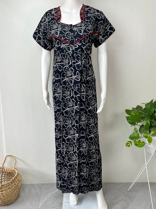 Navy Blue Digital Print Alpine Nightgown Elegant & Long-Lasting