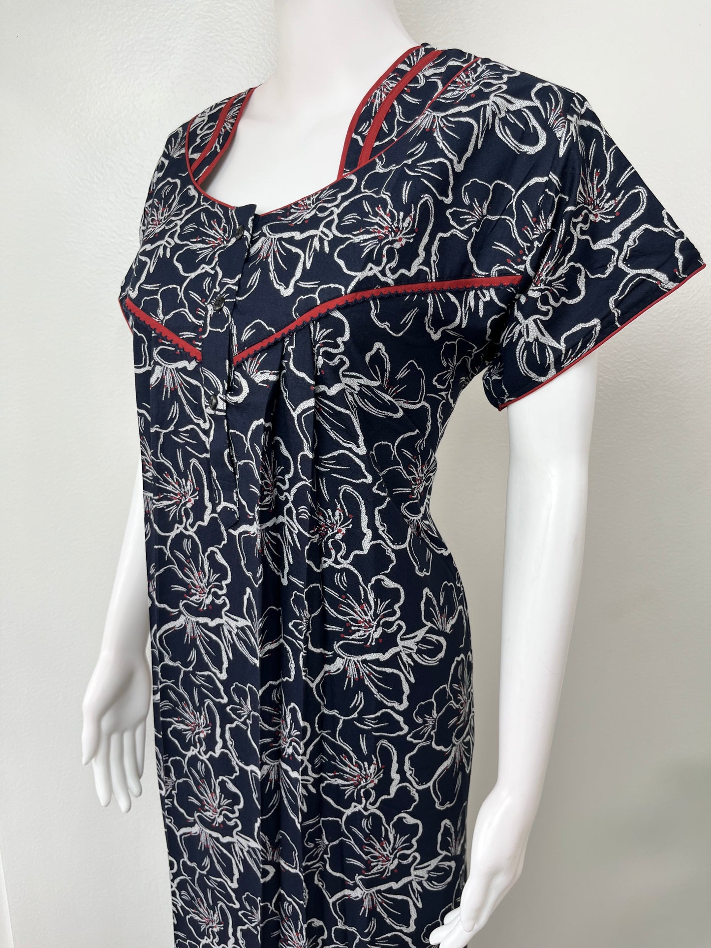 Navy Blue Digital Print Alpine Nightgown Elegant & Long-Lasting