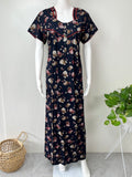 Navy Blue Floral Printed Alpine Fabric Nighty Soft & Breathable