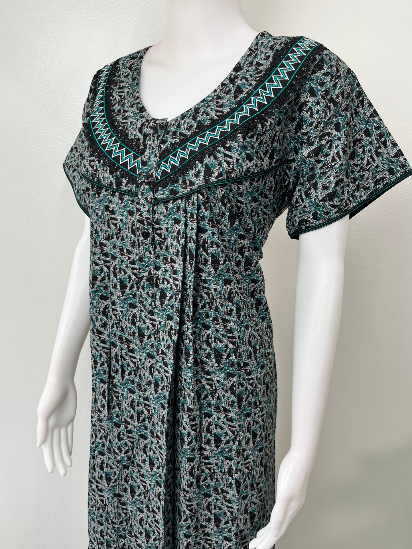 Dark Green Digital Print Alpine Nightgown for Women