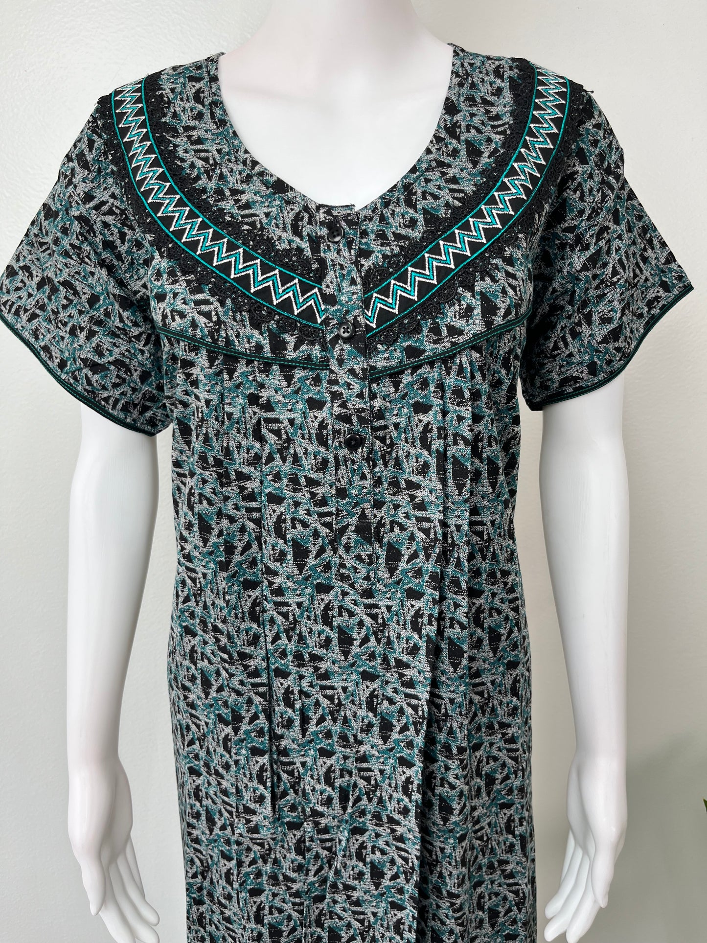 Dark Green Digital Print Alpine Nightgown for Women