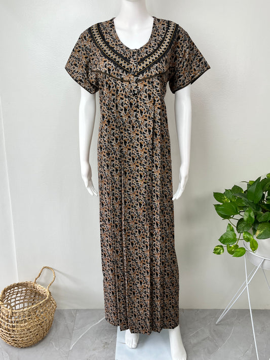 Brown Soft & Breathable Alpine Nightgown Perfect for All Seasons