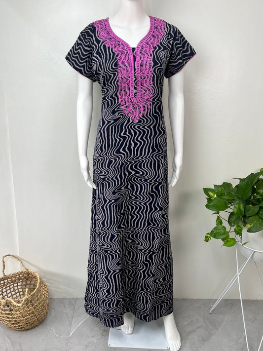 Navy Blue Timeless Embroidered Alpine Nightgown