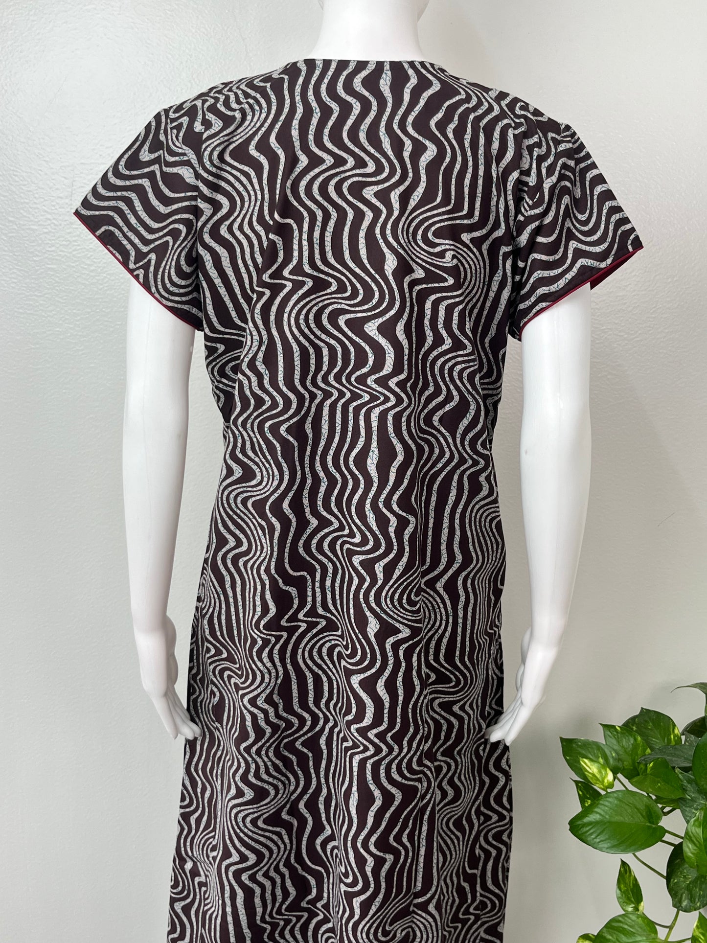 Brown Embroidery Alpine Fabric Nighty
