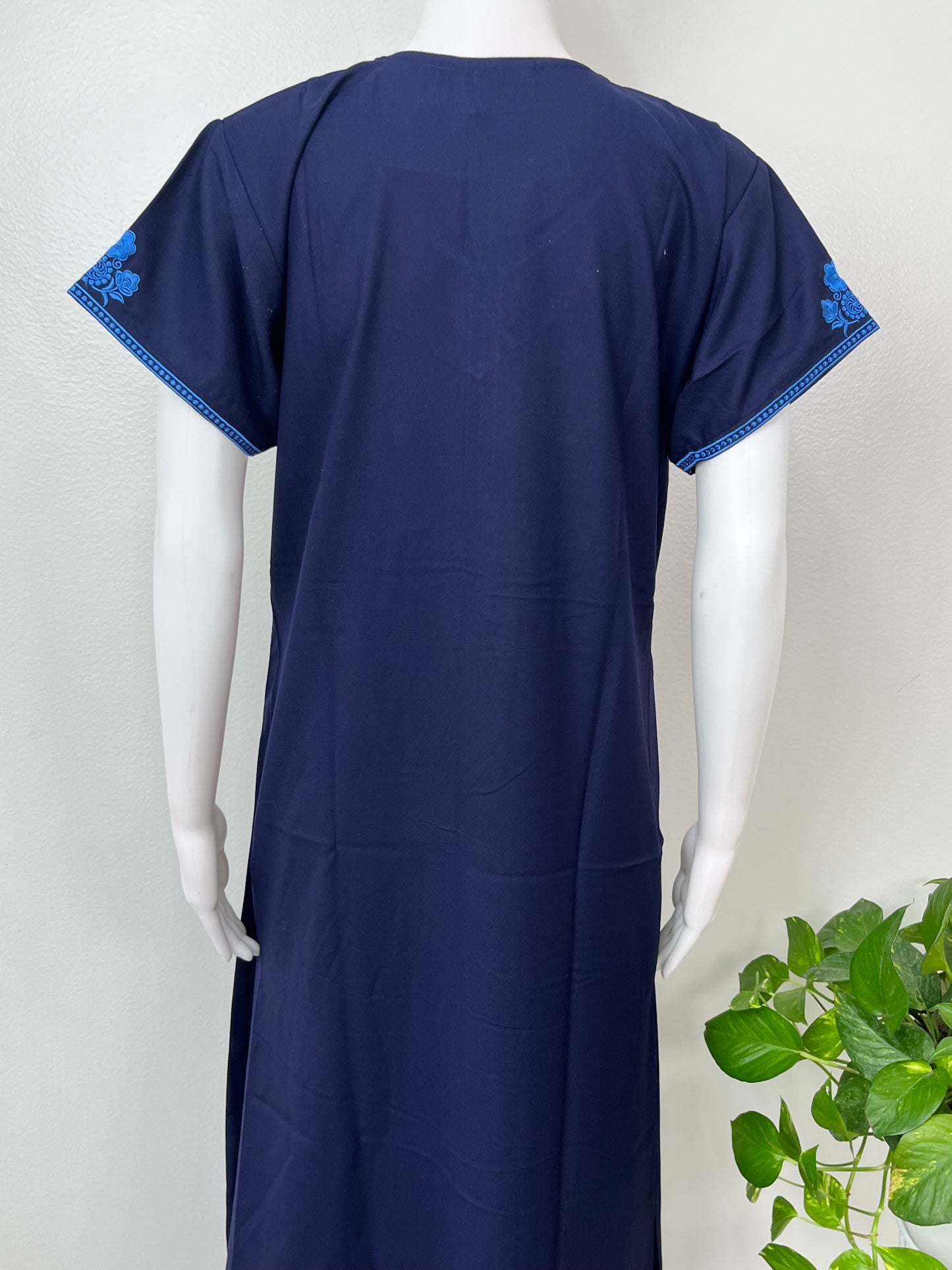 Navy Blue Alpine Bliss Embroidered Nightgown