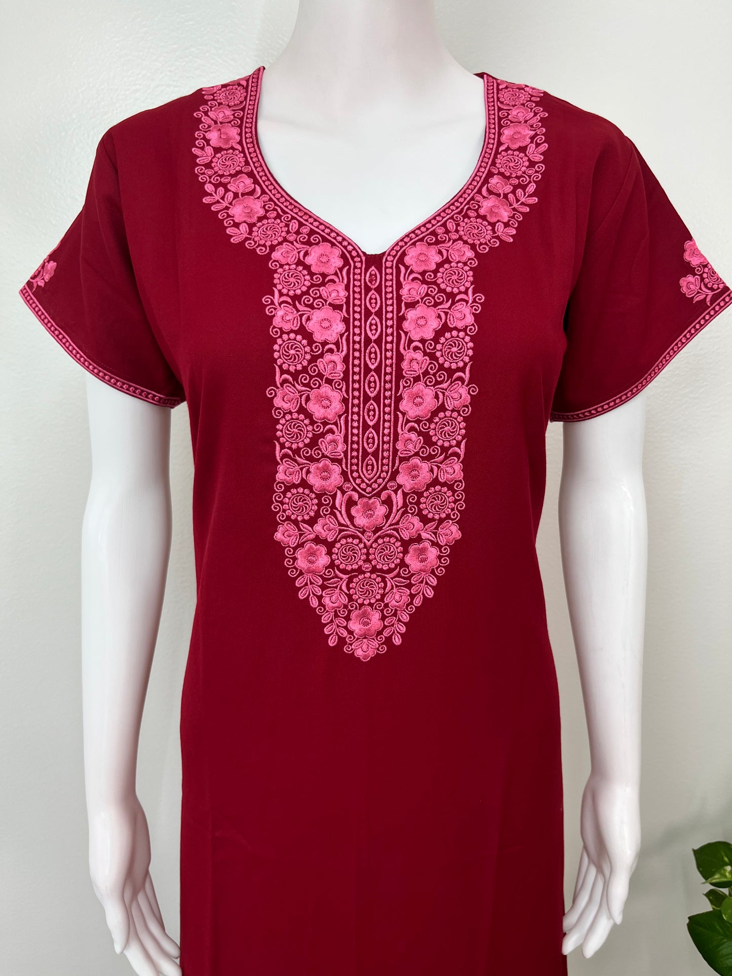 Red Delicate Embroidery Alpine Nighty