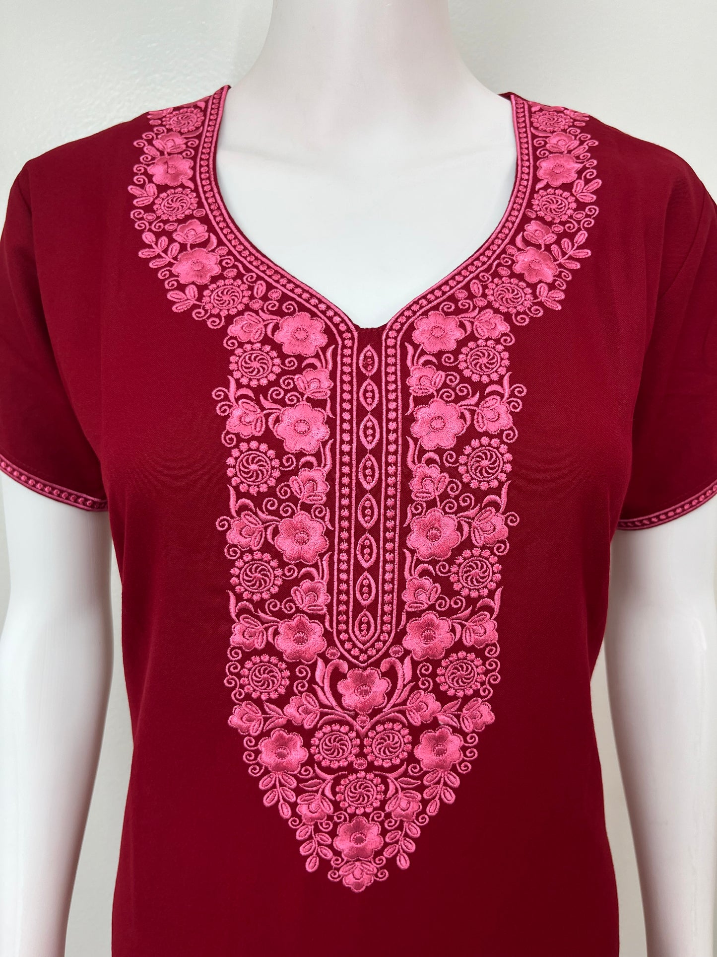 Red Delicate Embroidery Alpine Nighty