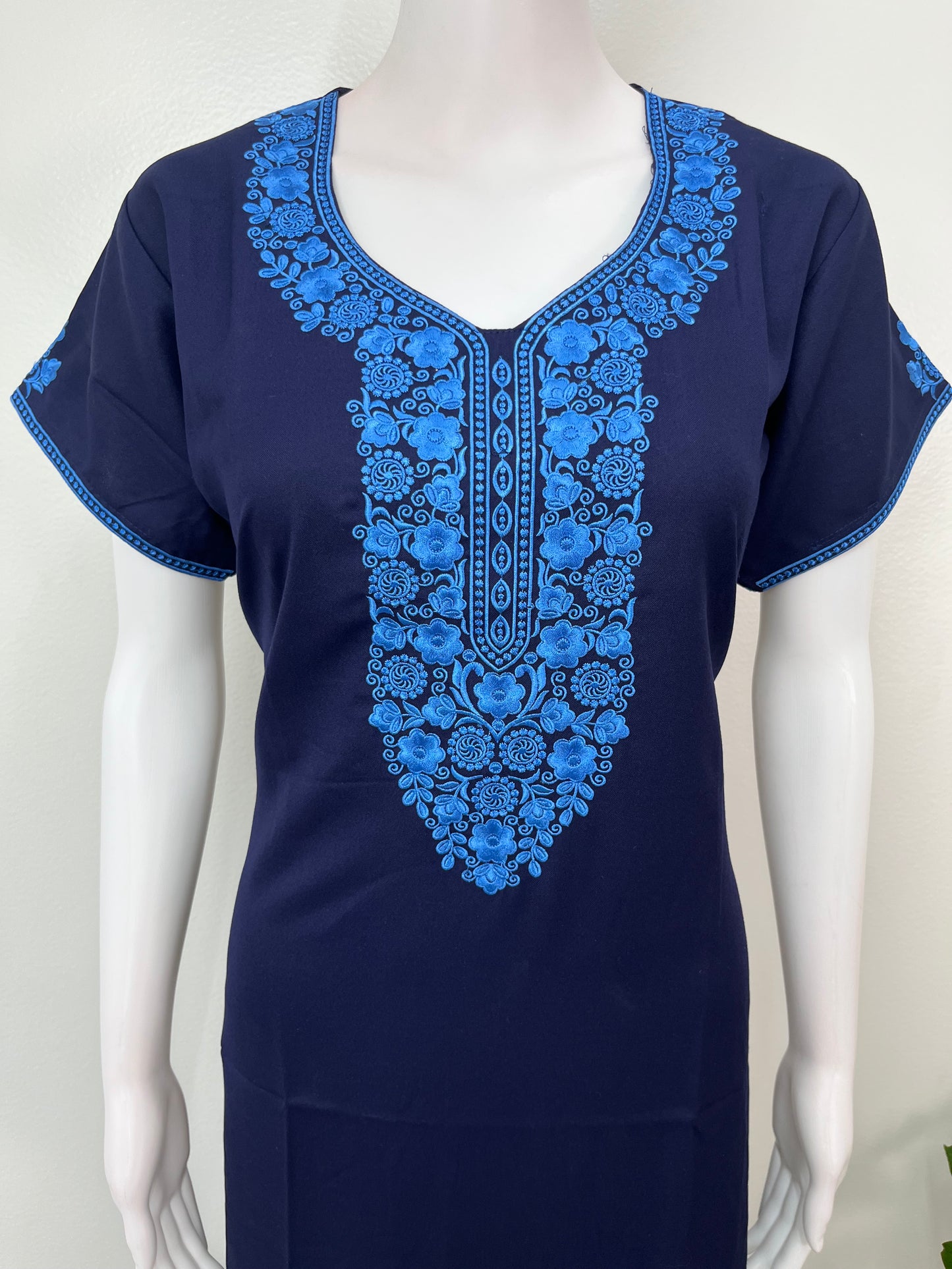 Navy Blue Alpine Bliss Embroidered Nightgown