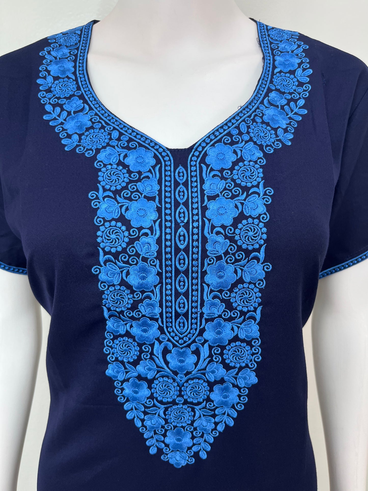 Navy Blue Alpine Bliss Embroidered Nightgown