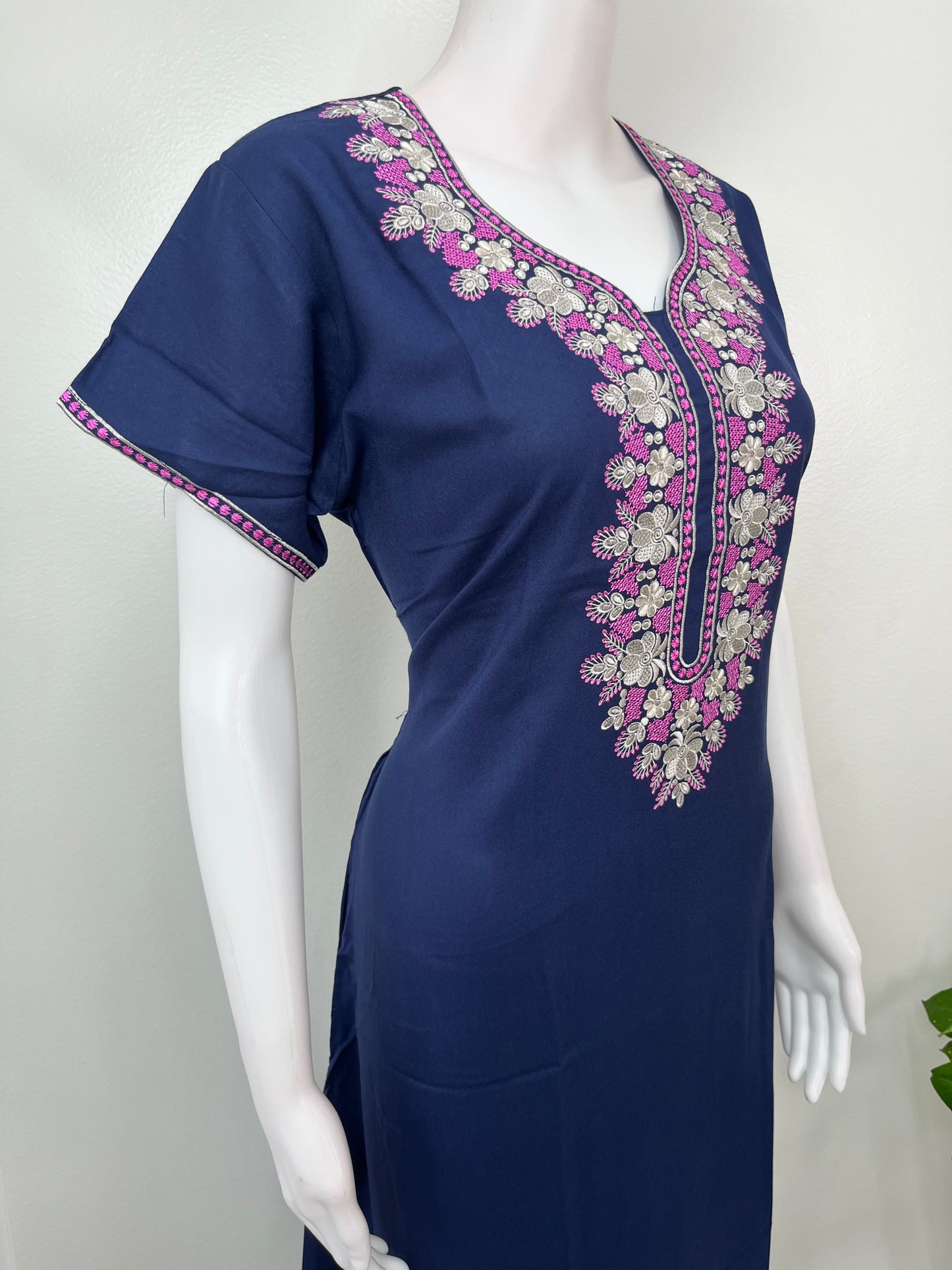 Navy Blue Timeless Embroidered Alpine Nightgown