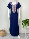 Navy Blue Timeless Embroidered Alpine Nightgown
