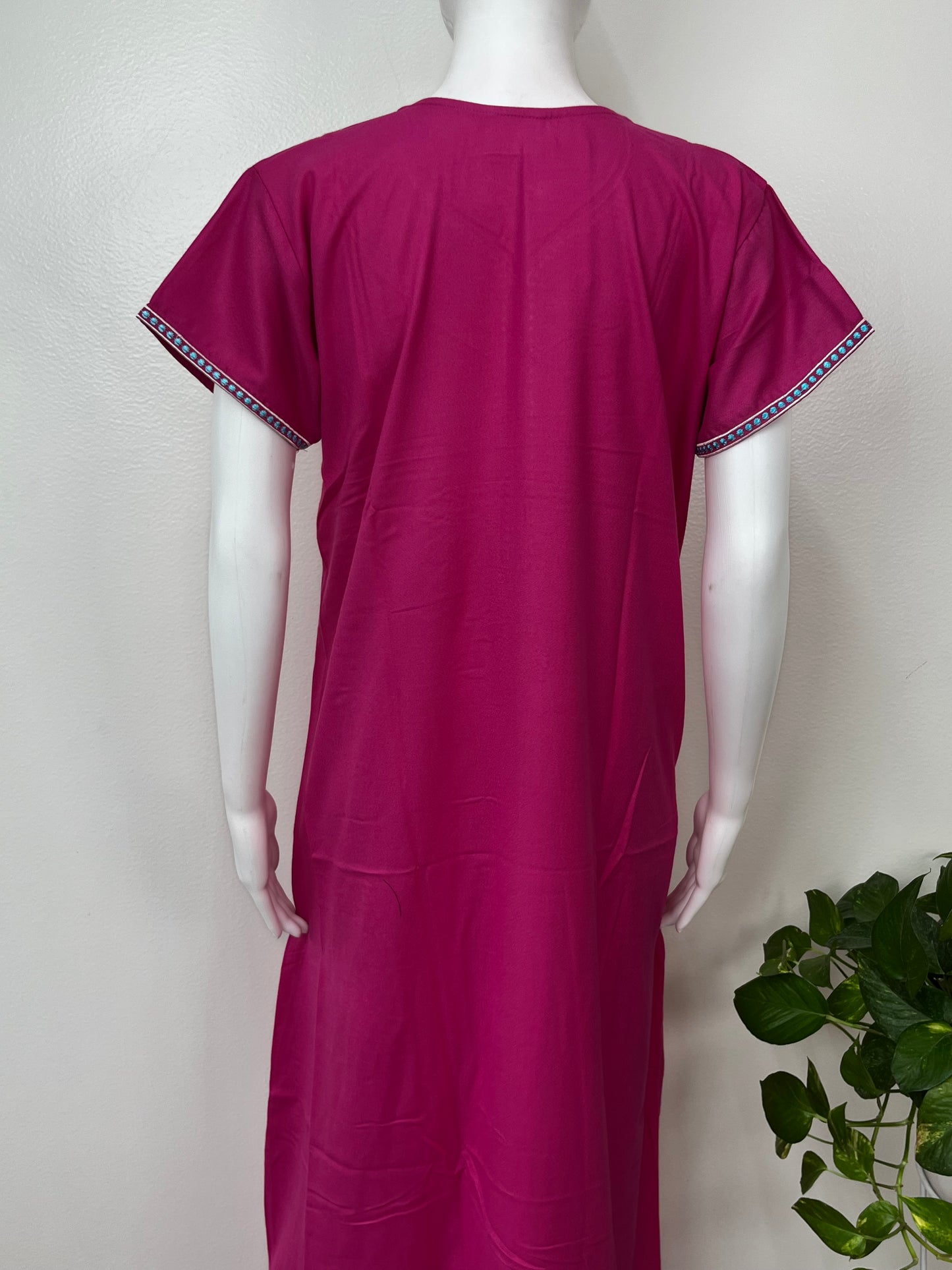 Hot Pink Delicate Embroidered Alpine Nighty
