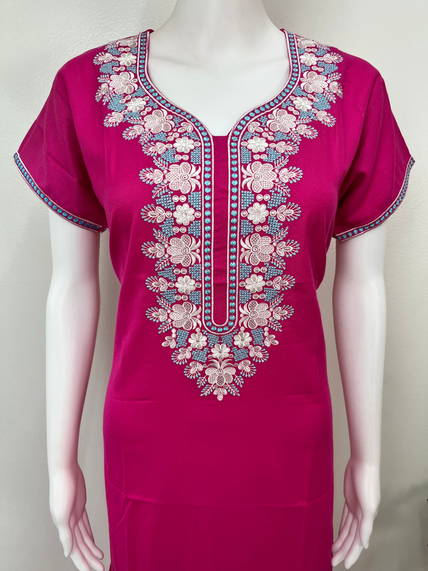 Hot Pink Delicate Embroidered Alpine Nighty