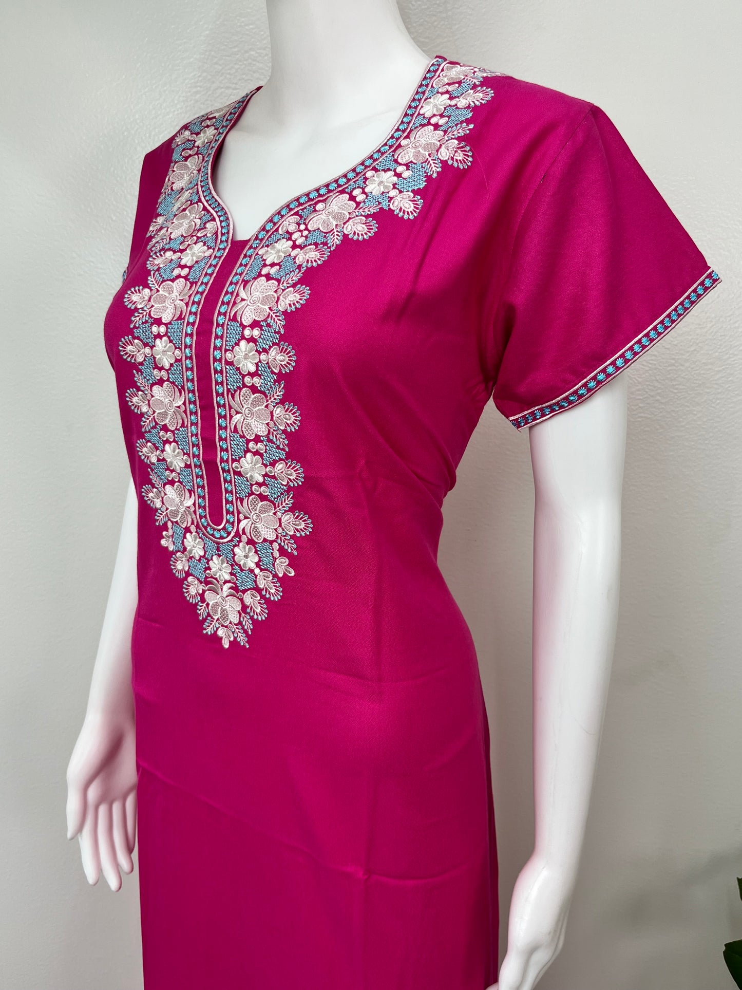 Hot Pink Delicate Embroidered Alpine Nighty