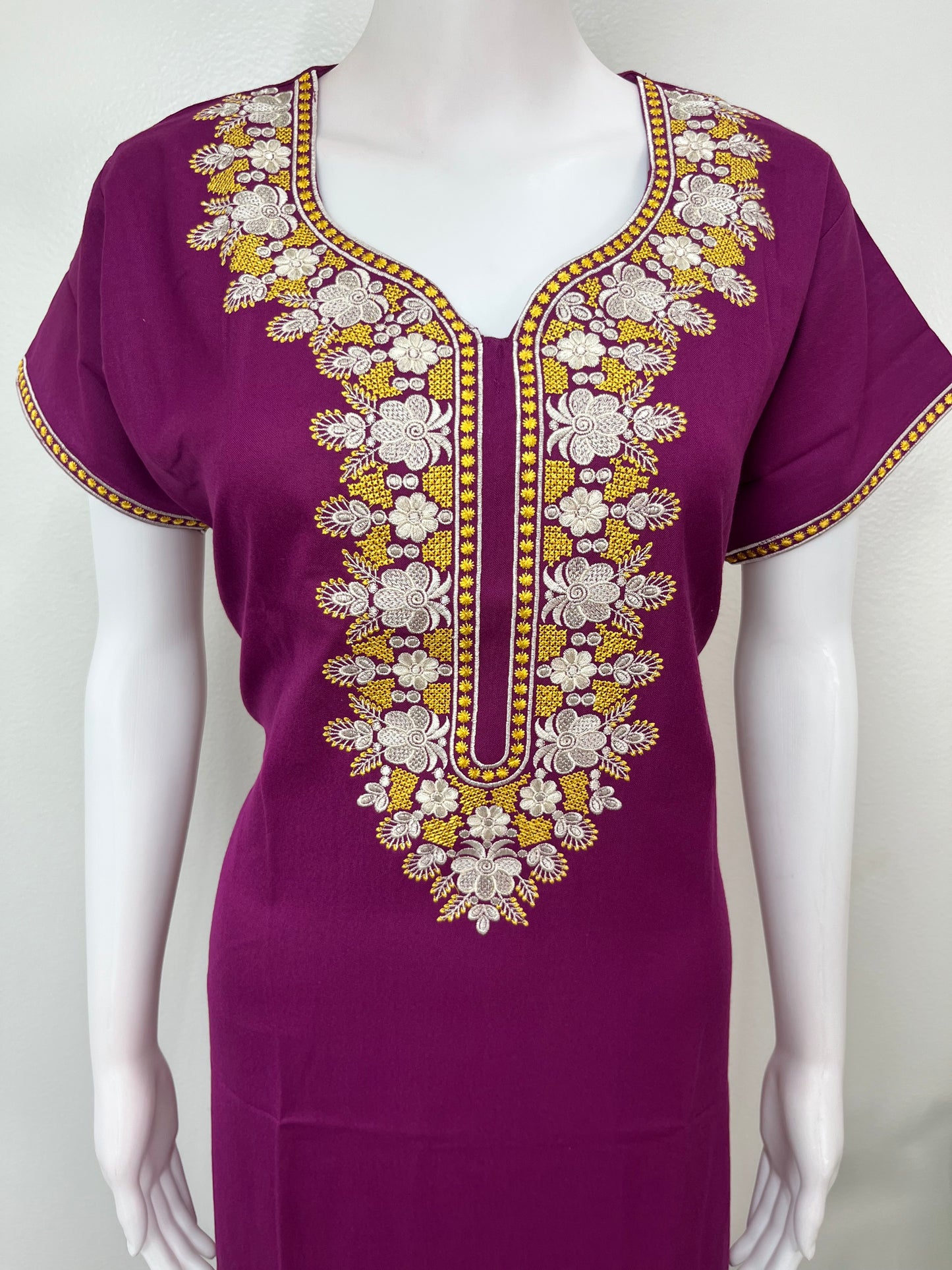 Purple Graceful Alpine Nightgown with Embroidery