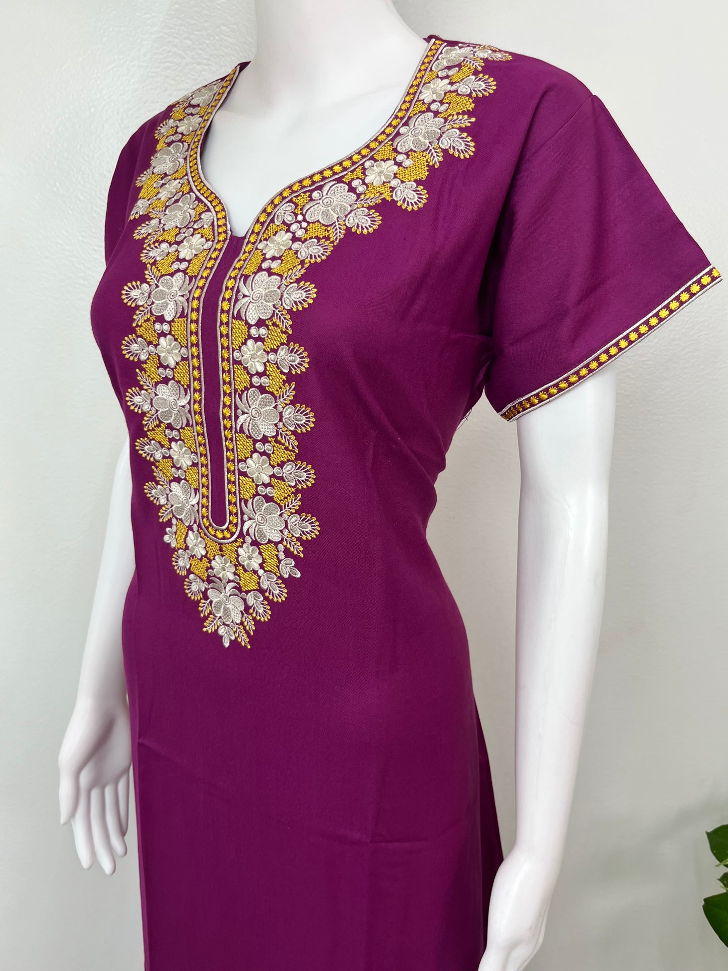 Purple Graceful Alpine Nightgown with Embroidery