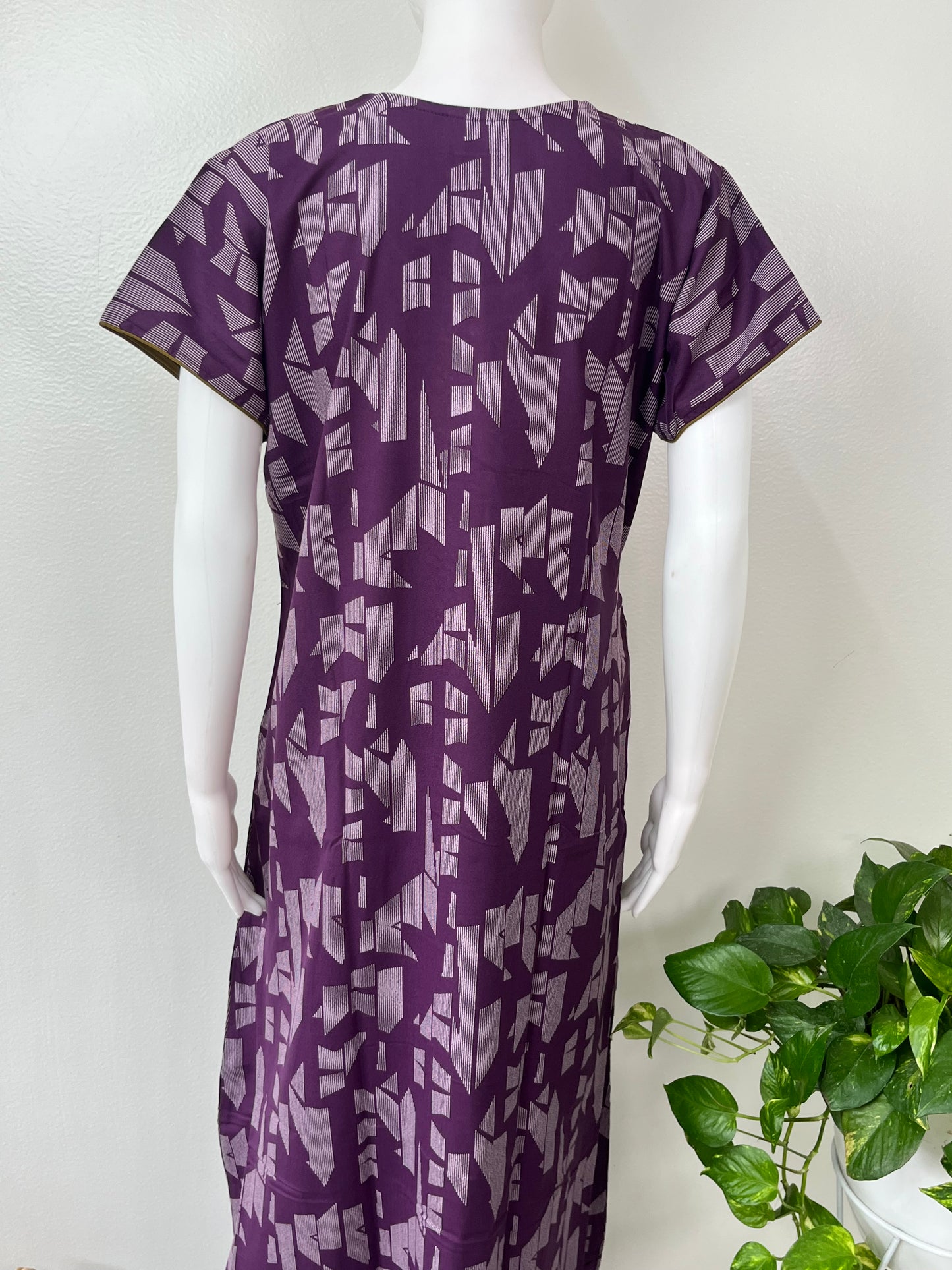 Purple Delicate Embroidery Alpine Fabric Nighty