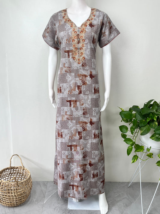 Premium Alpine Fabric Embroidered Nightgown