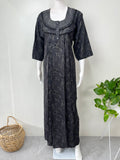Black Printed Alpine Fabric Nightgown for Women