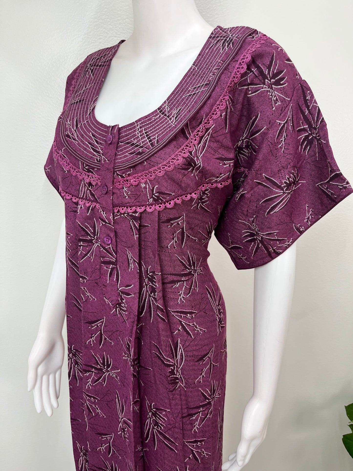 Magenta Printed Alpine Nighty for Women