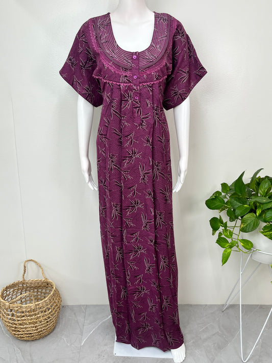 Magenta Printed Alpine Nighty for Women