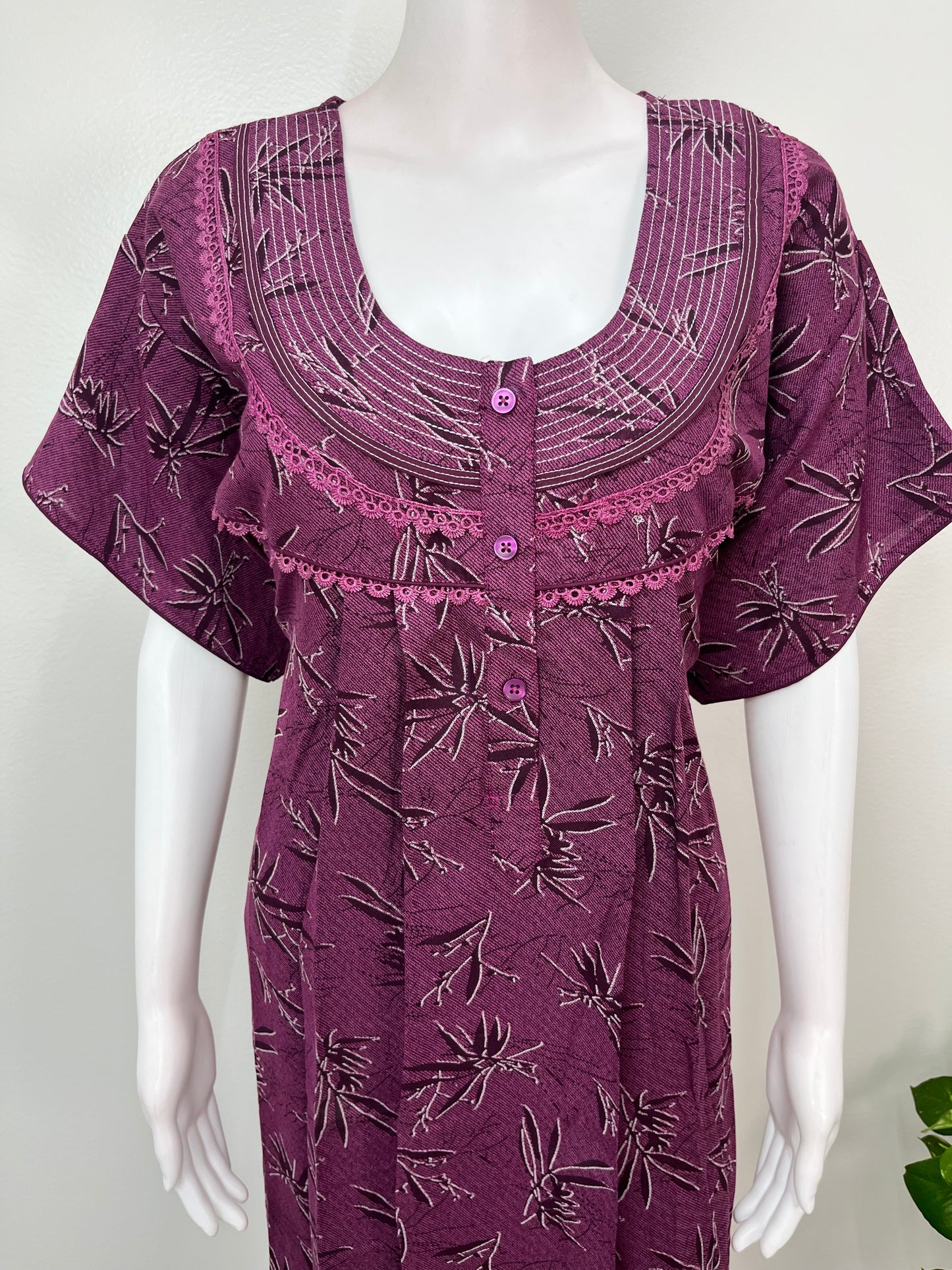 Magenta Printed Alpine Nighty for Women