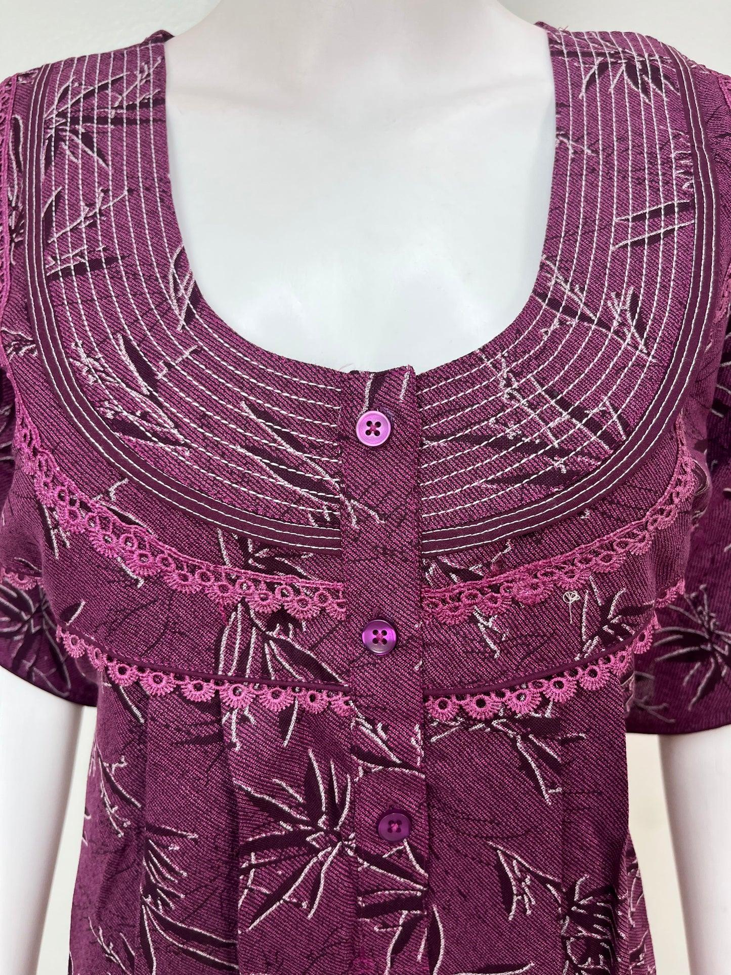 Magenta Printed Alpine Nighty for Women