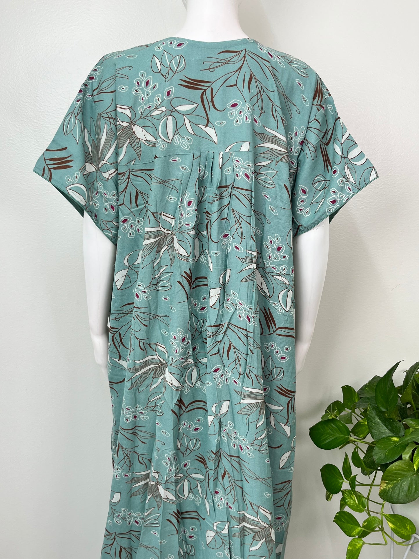 Teal Printed Alpine Fabric Nighty for Women