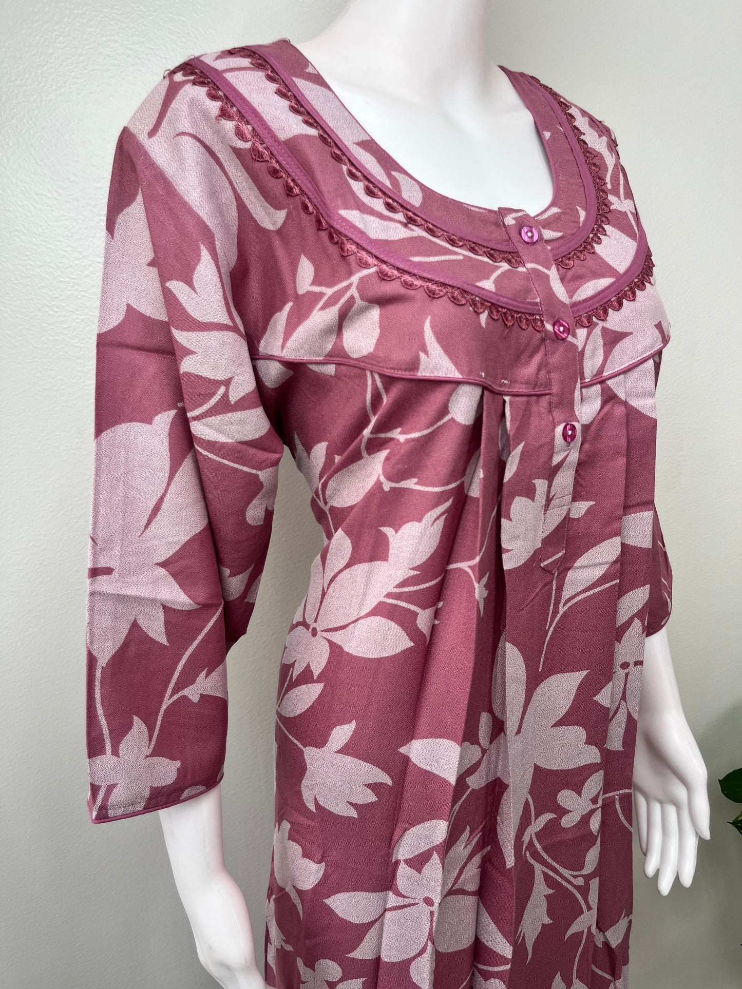Alpine Fabric Nightgown with 3/4th Sleeves for Women