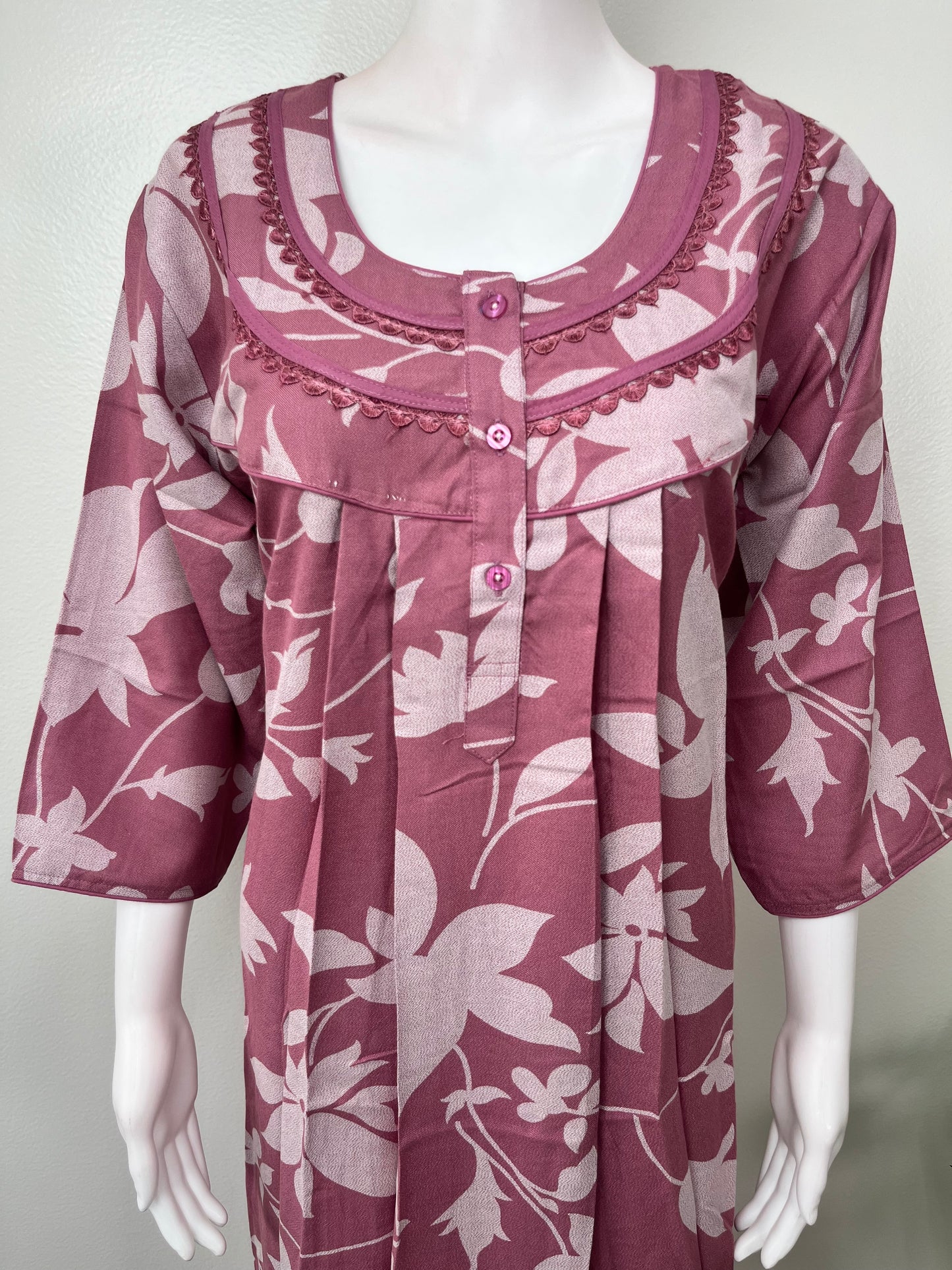 Alpine Fabric Nightgown with 3/4th Sleeves for Women