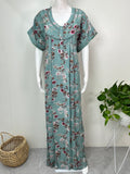 Sea Green Floral Printed Alpine Fabric Nightgown