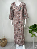Floral Alpine Fabric Nightgown with Long Sleeves