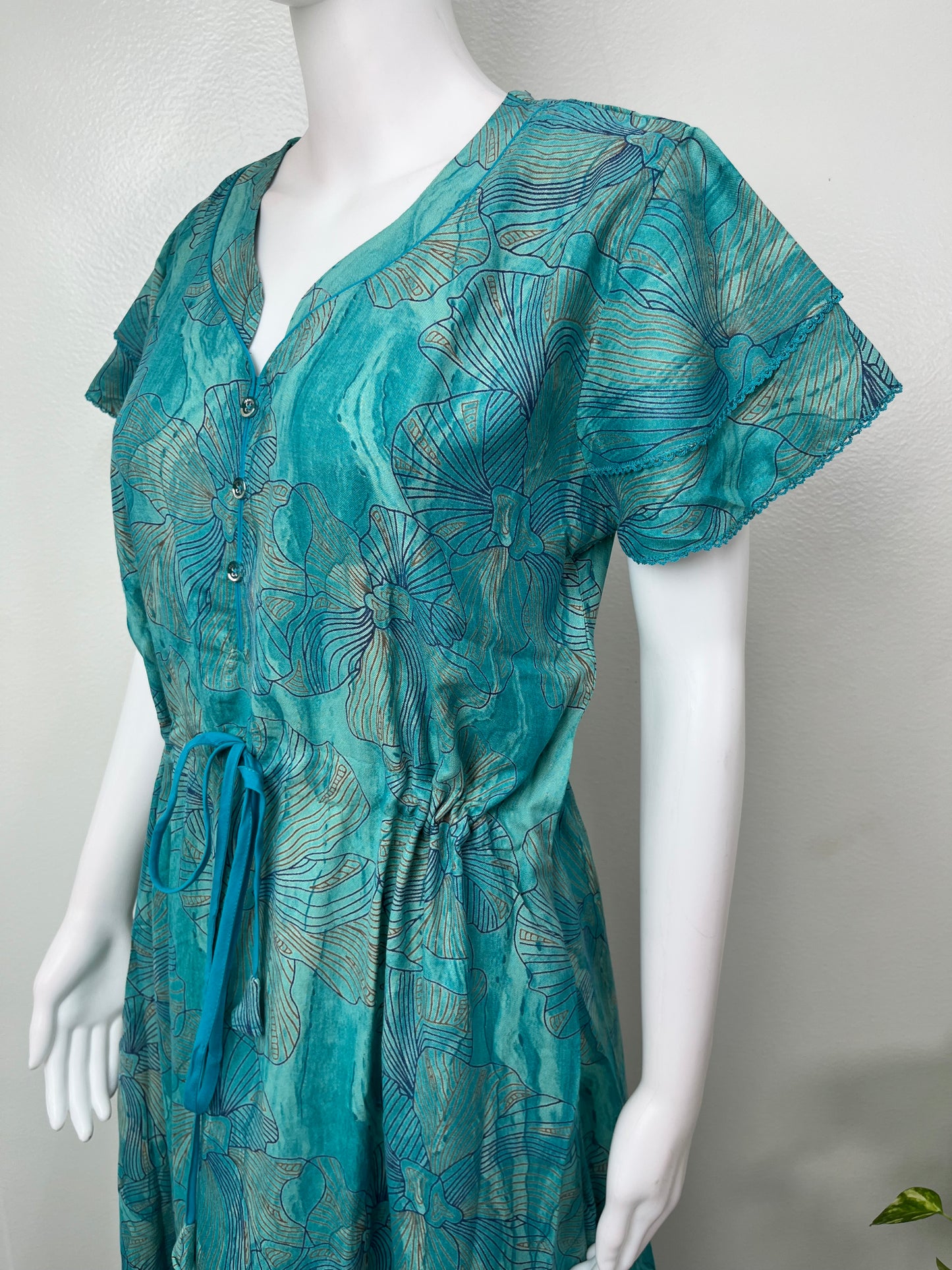 Teal Blue Alpine Fabric Umbrella Nightgown