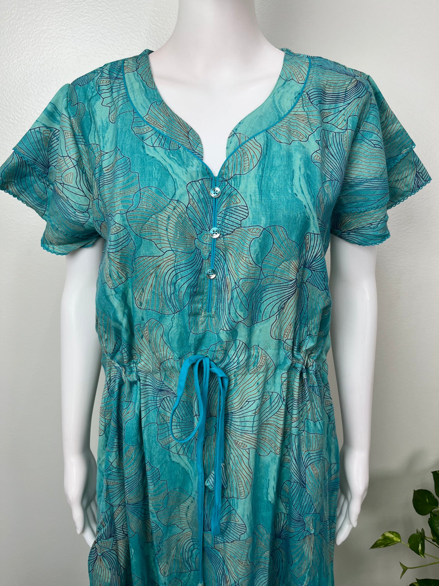 Teal Blue Alpine Fabric Umbrella Nightgown