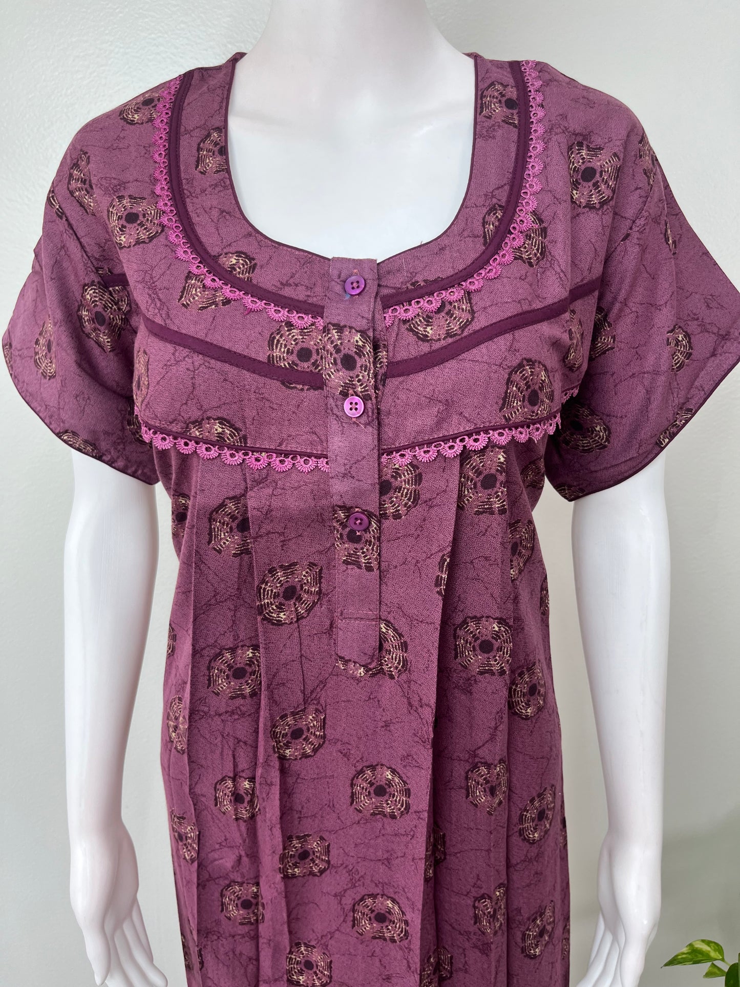 Purple Printed Alpine Nighty for Women