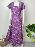 Purple Floral Printed Umbrella Style Nighty