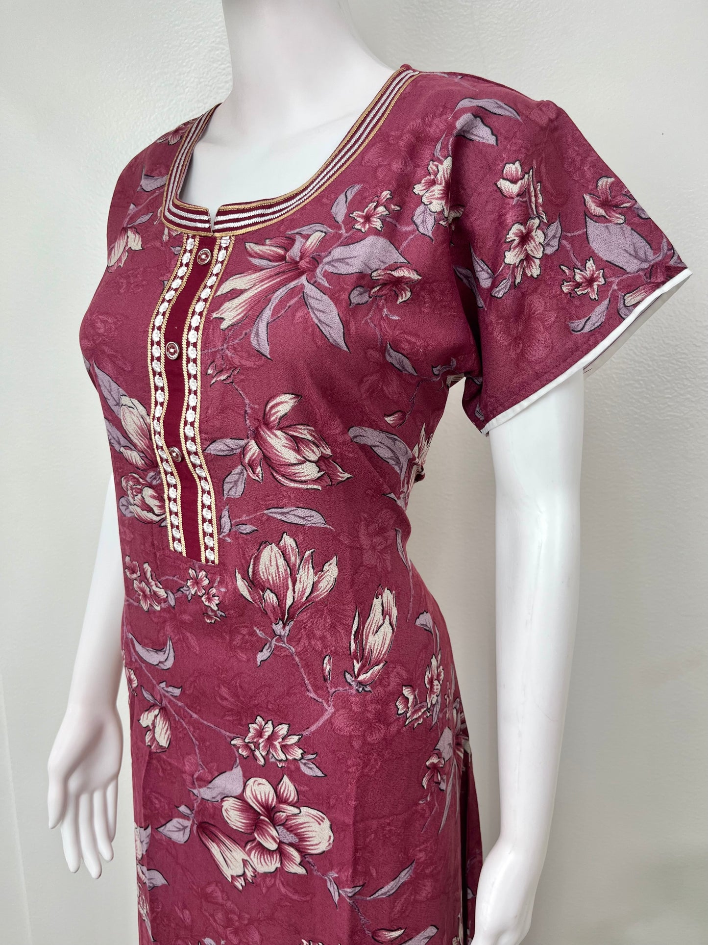 Maroon Soft & Breathable Alpine Nightgown for Women