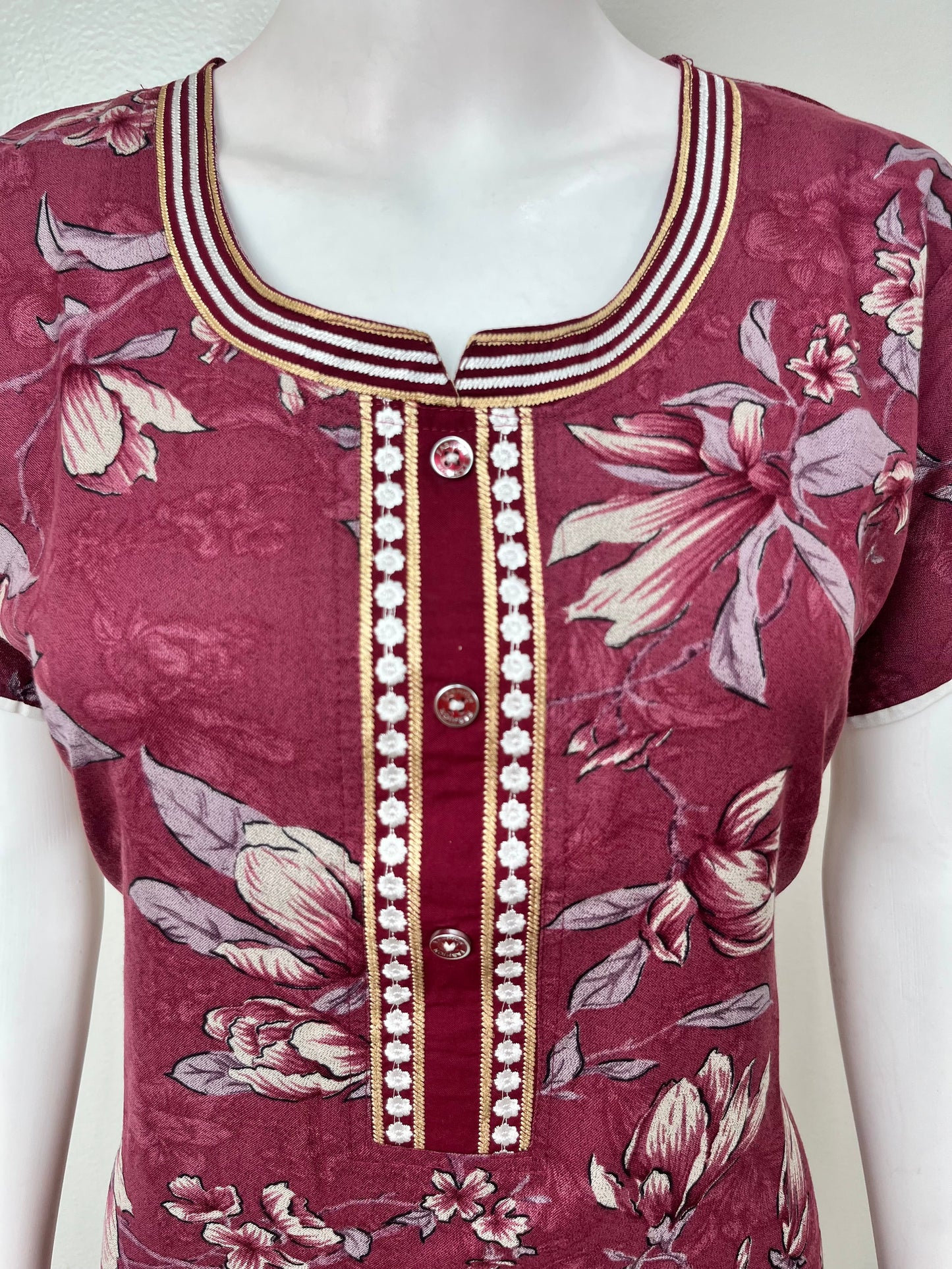 Maroon Soft & Breathable Alpine Nightgown for Women