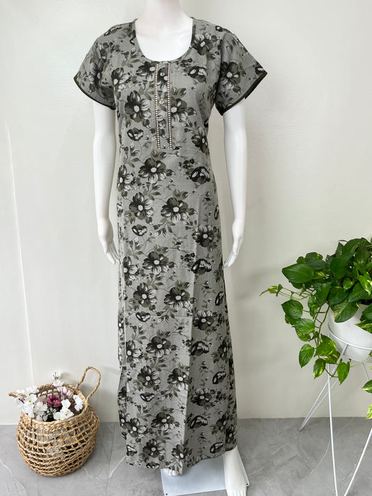 Olive Green Alpine Fabric Nightgown For Women
