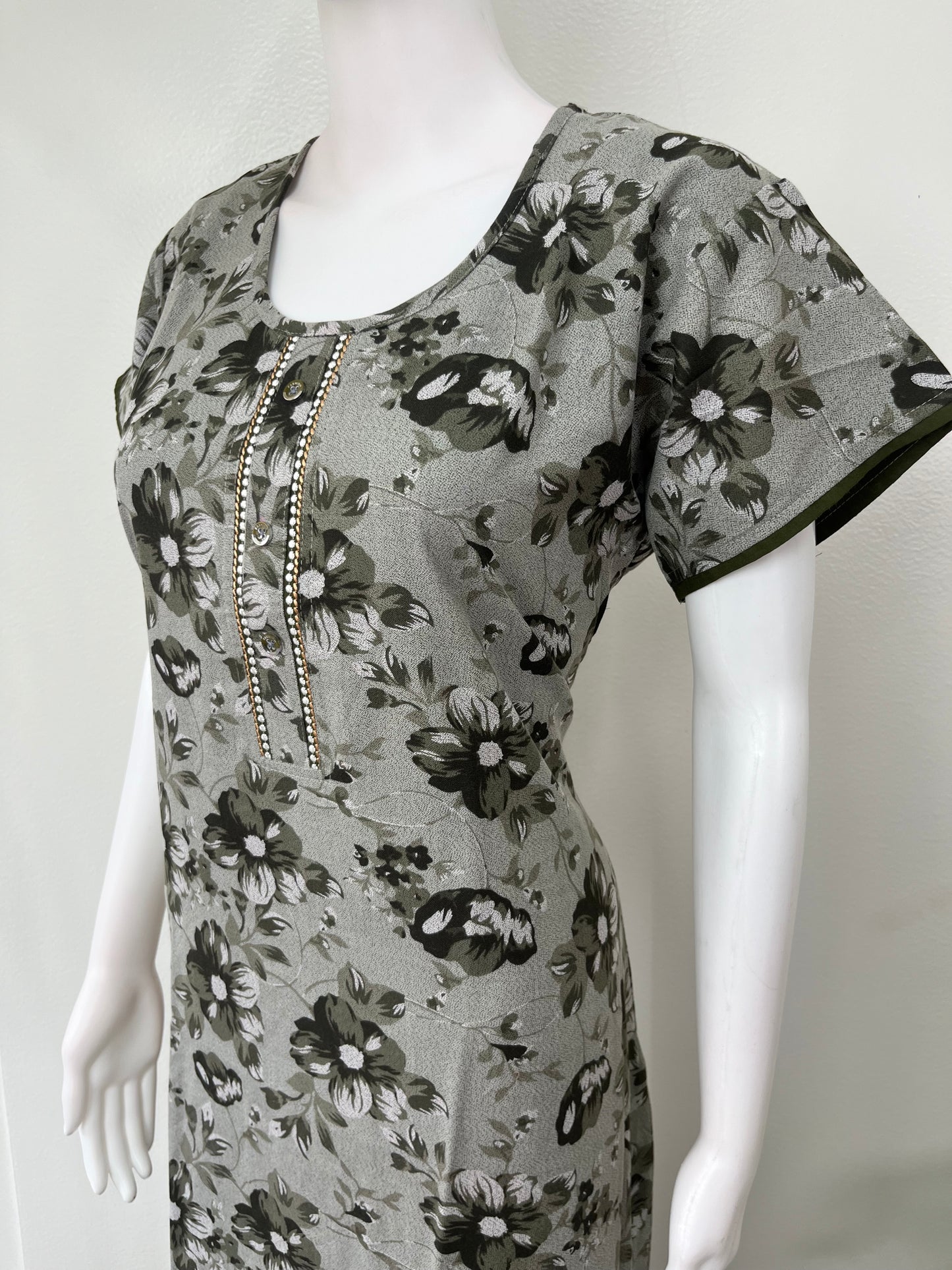 Olive Green Alpine Fabric Nightgown For Women