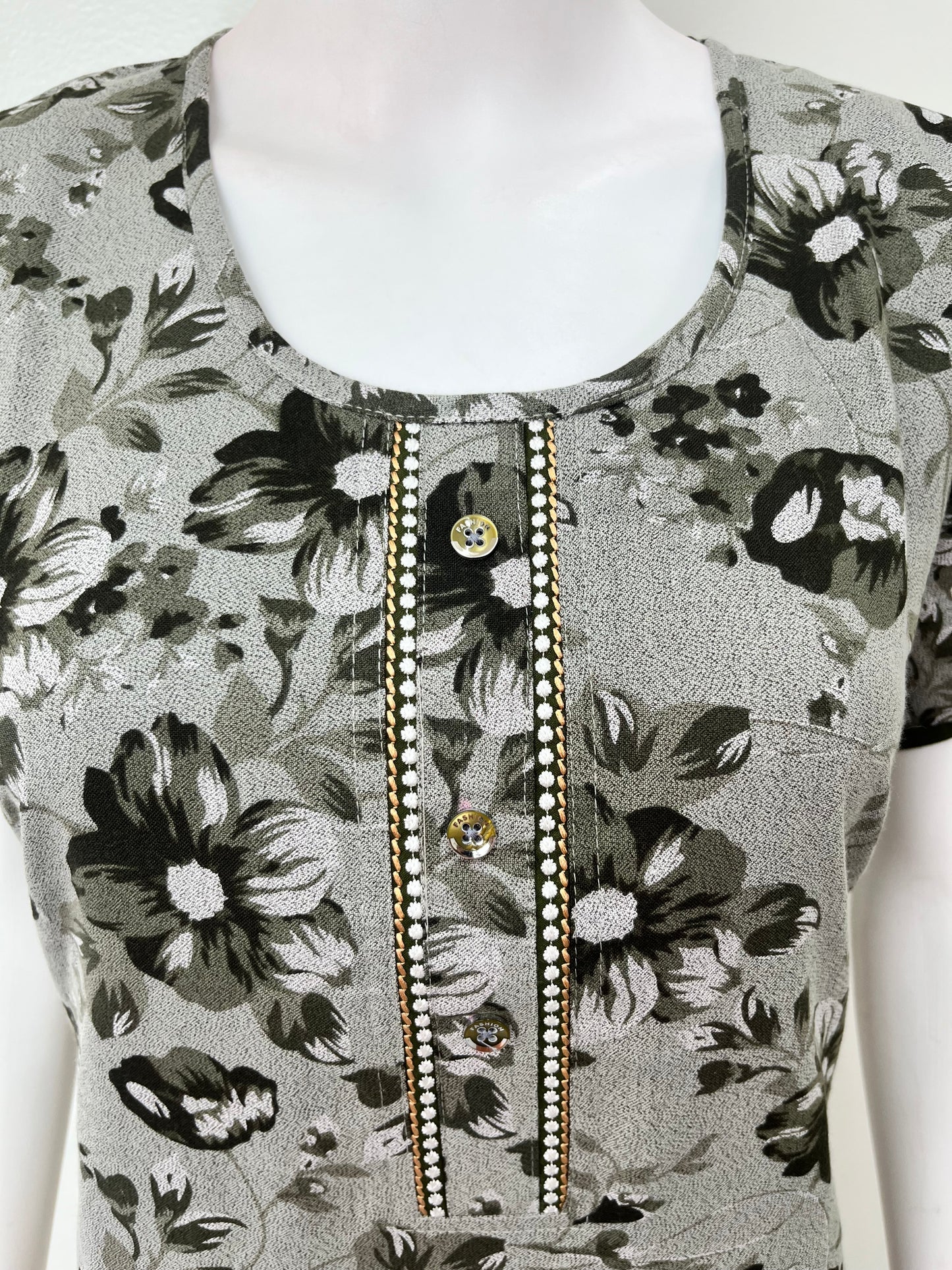 Olive Green Alpine Fabric Nightgown For Women