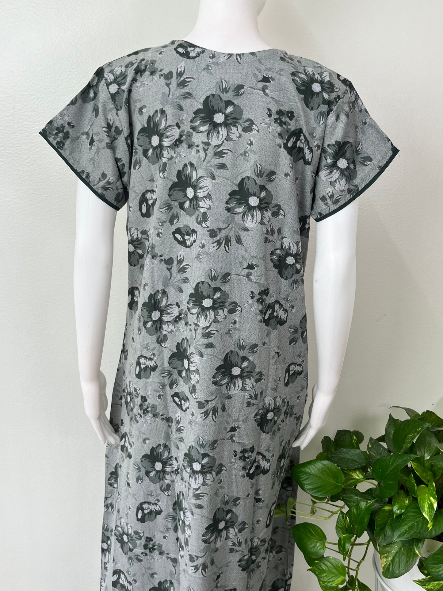 Bottle Green Floral Printed Alpine Fabric Nighty
