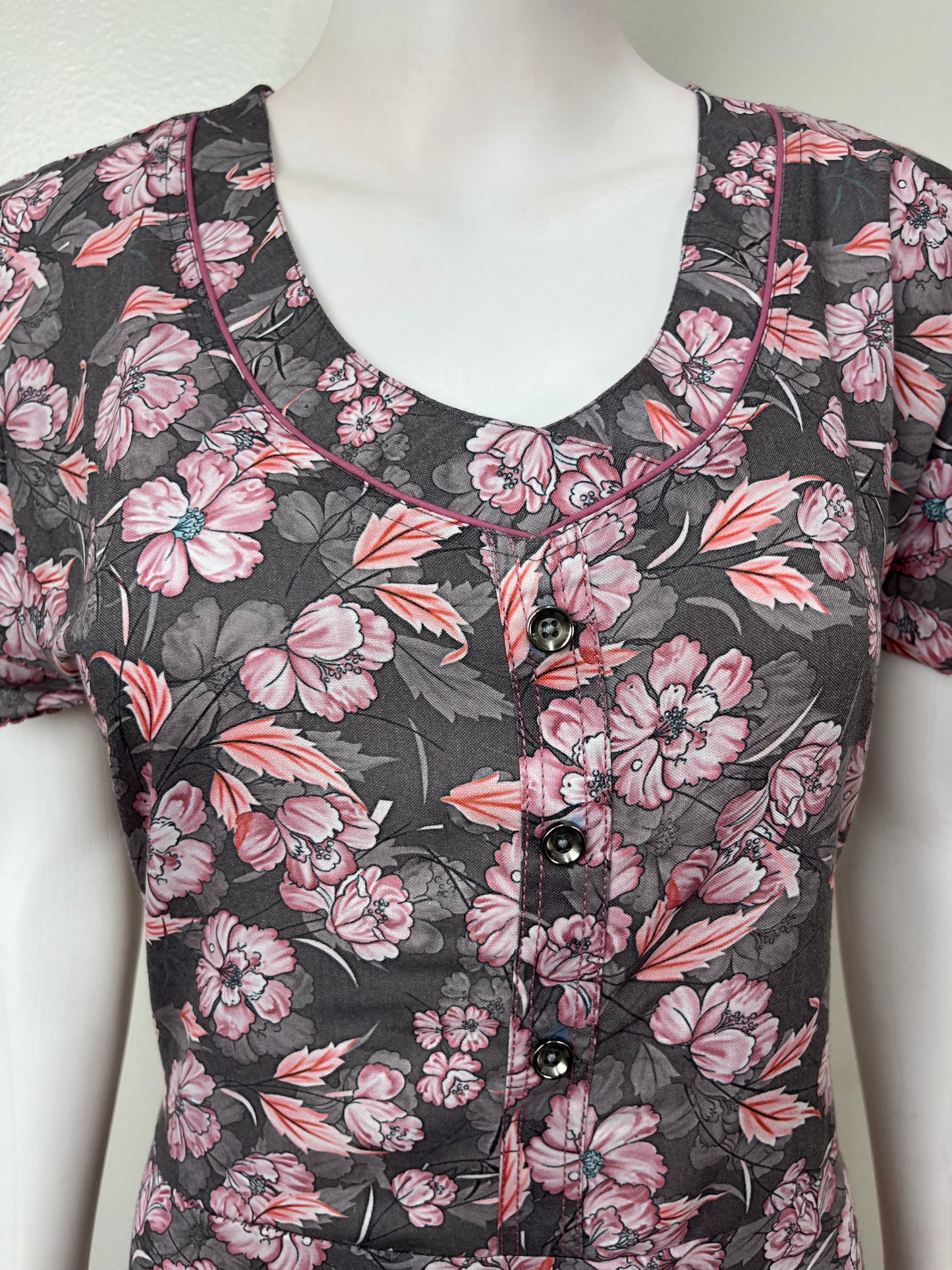 Gray Printed Frock Style Alpine Fabric Nighty