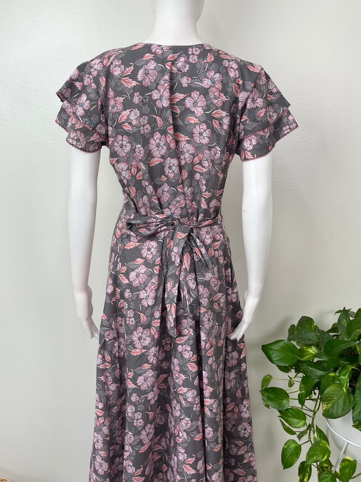 Gray Printed Frock Style Alpine Fabric Nighty