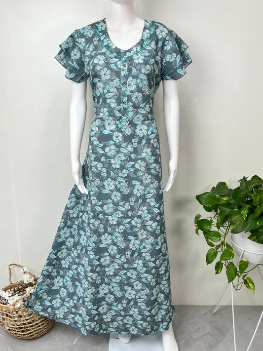 Teal Frock Style Alpine Fabric Nightgown