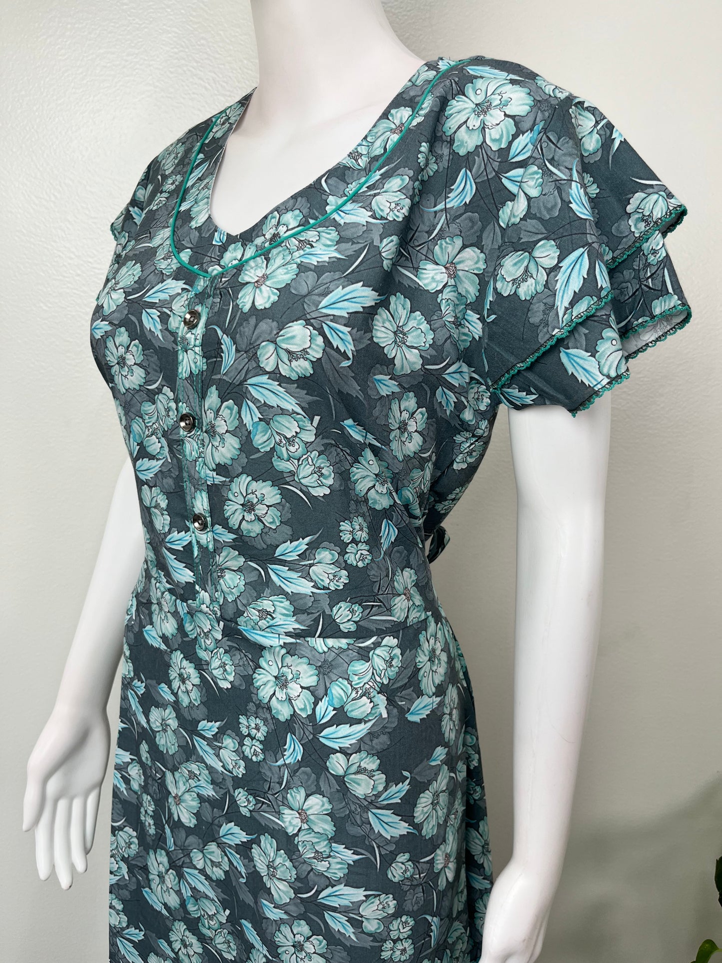 Teal Frock Style Alpine Fabric Nightgown