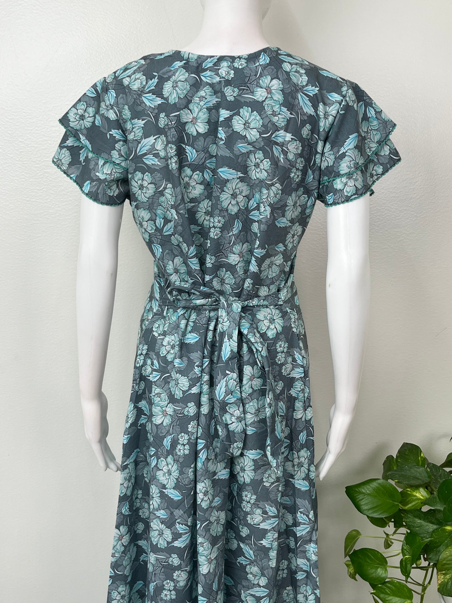 Teal Frock Style Alpine Fabric Nightgown
